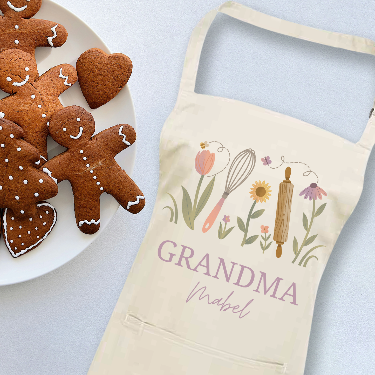Personalised Floral Apron For Her - Mothers Day Gift For Mum, Grandma