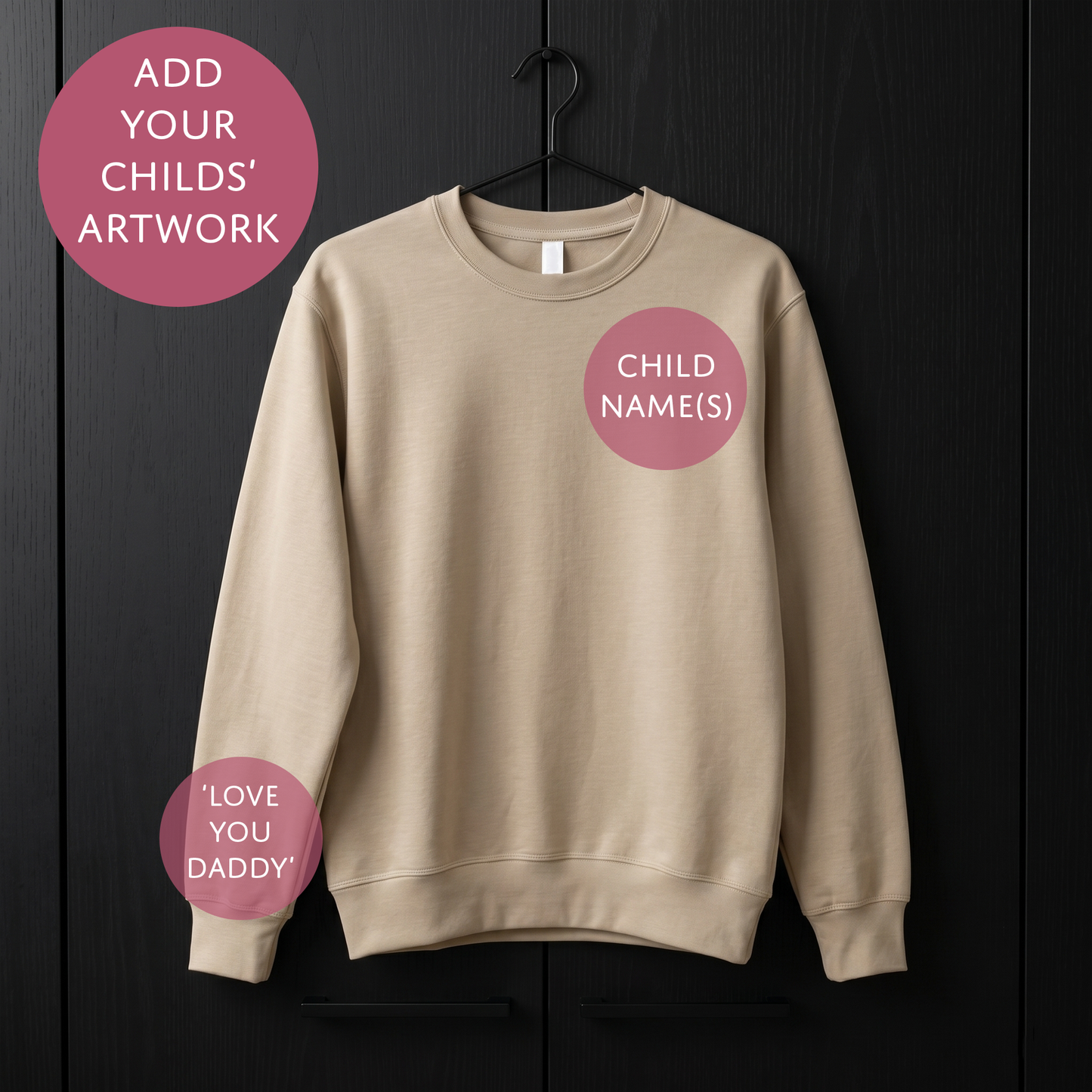 Your Child's Art Back Print - Personalised Fathers Day Sweater - Custom Graphic Jumper for Dad (Copy)