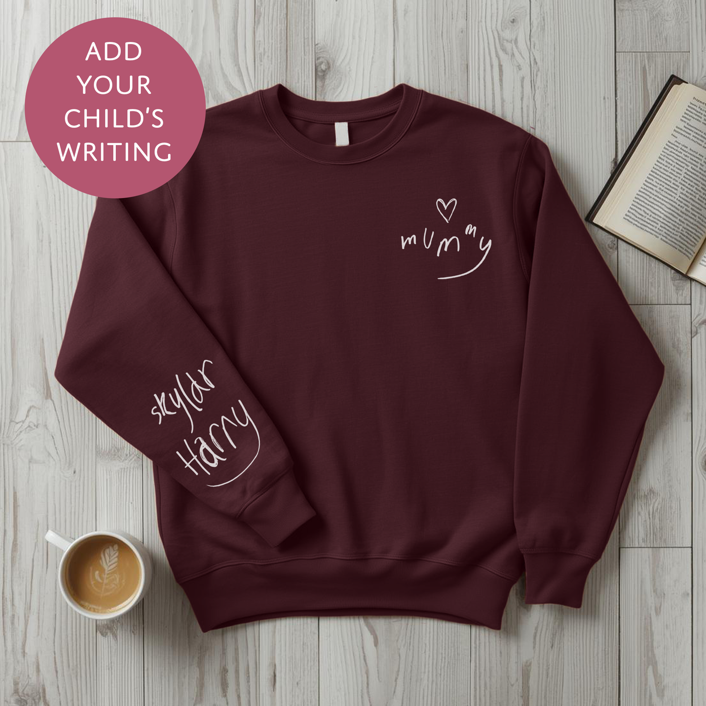 Your Child's Writing Personalised Mothers Day Sweater - Custom Text Jumper for Mum