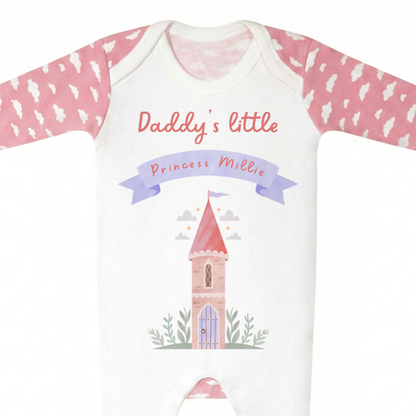 Personalised Daddy's Little Princess Babygrow - Customised Fathers Day Dad and Daughter Sleepwear Gift