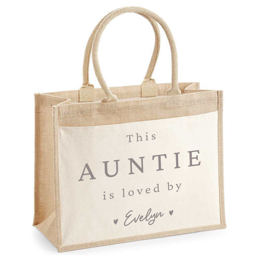 Personalised I Am Loved Bag For Her - Hessian Shopper Tote Bag for Mothers Day