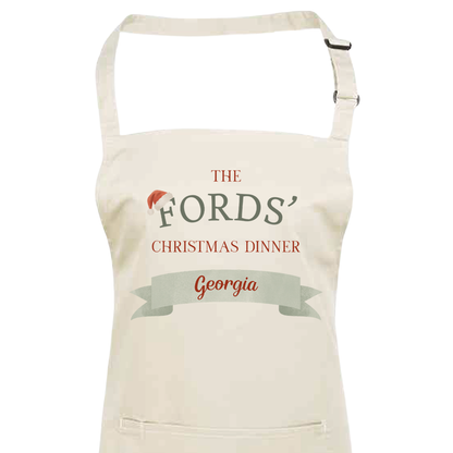Personalised Festive Family Apron - Christmas Dinner Unisex Adults and Kids Fun Apron Gift