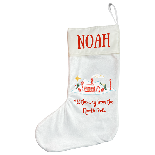 Personalised Santa Tracker North Pole Christmas Stocking