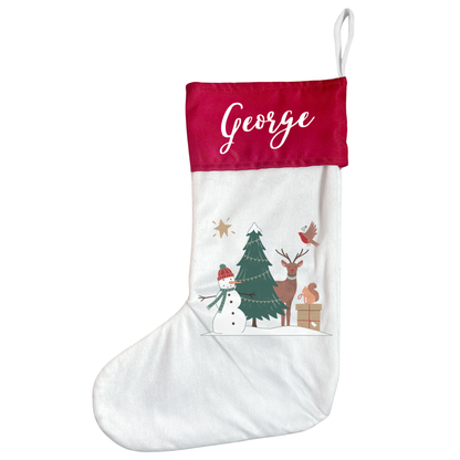 Personalised Forest Theme Christmas Stocking