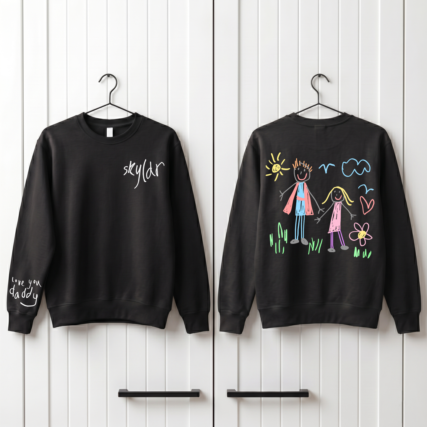Your Child's Art Back Print - Personalised Fathers Day Sweater - Custom Graphic Jumper for Dad (Copy)