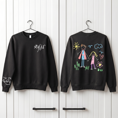 Your Child's Art Back Print - Personalised Fathers Day Sweater - Custom Graphic Jumper for Dad (Copy)