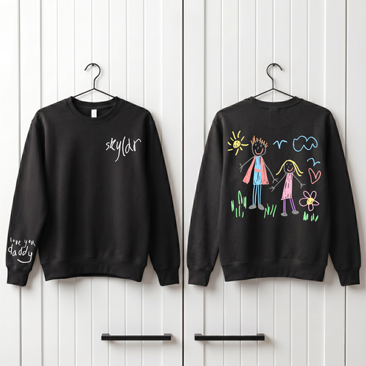 Your Child's Art Back Print - Personalised Fathers Day Sweater - Custom Graphic Jumper for Dad (Copy)
