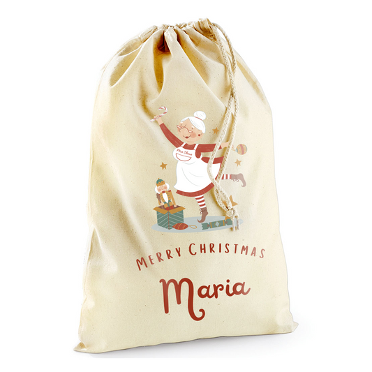 Personalised Christmas Countdown Gift Sack - Mrs Claus