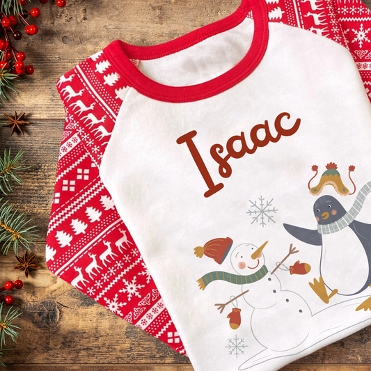 Personalised Christmas Winter Friends Pyjamas - Kids and Adults - Unisex PJ Set