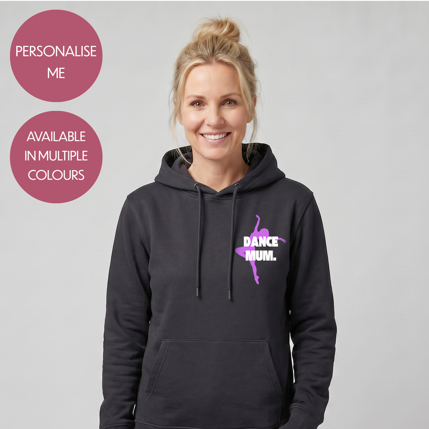 Personalised Dance Mum Dad Hoodie - Customised Unisex Adults Dancing Support Pullover - Varsity Style Competition Jumper