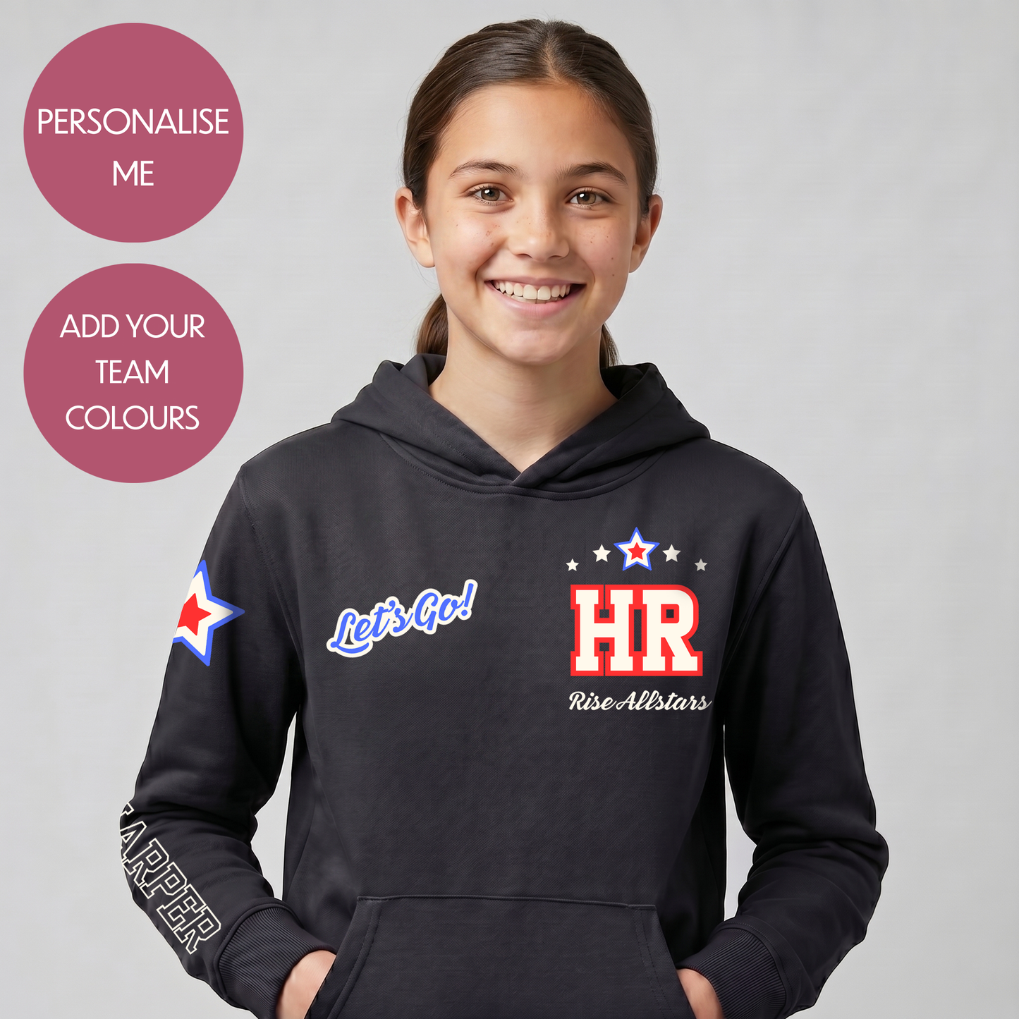 Personalised Cheerleading Hoodie - Customised Unisex Kids Cheer Pullover - Varsity Style Competition Jumper