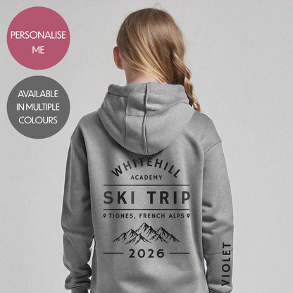 Personalised School Trip Hoodie - Customised Unisex College Residential Pullover - Ski