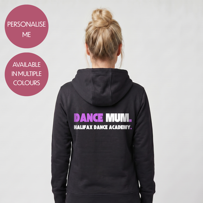 Personalised Dance Mum Dad Hoodie - Customised Unisex Adults Dancing Support Pullover - Varsity Style Competition Jumper