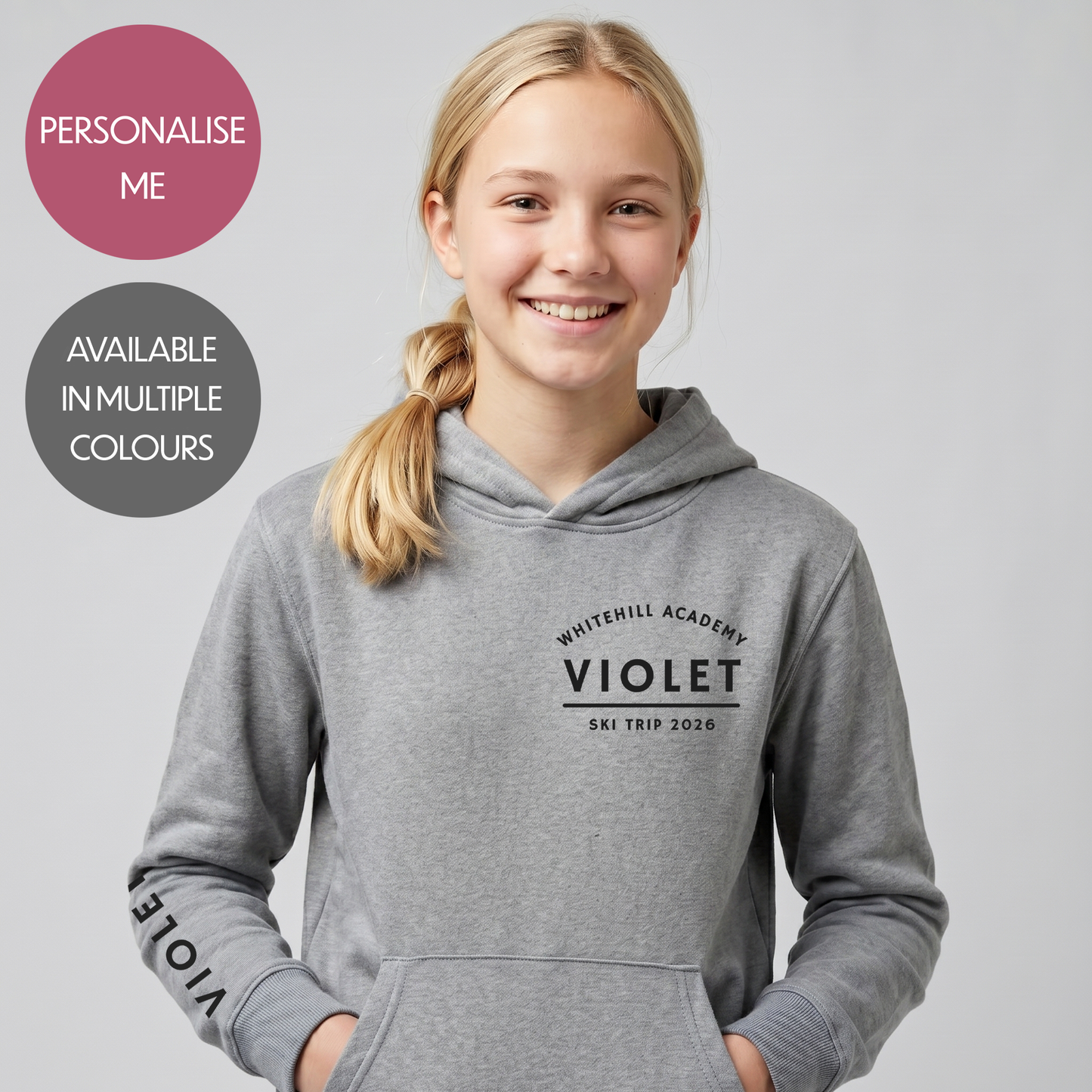 Personalised School Trip Hoodie - Customised Unisex College Residential Pullover - Ski