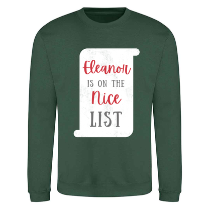 Naughty or Nice List with Name - Personalised - Christmas Sweatshirt / Jumper