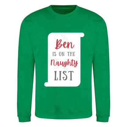 Naughty or Nice List with Name - Personalised - Christmas Sweatshirt / Jumper