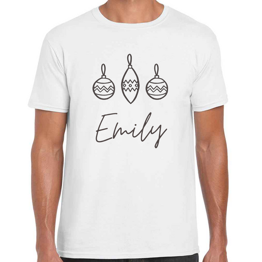 Baubles with Name - Personalised - Christmas T-shirt