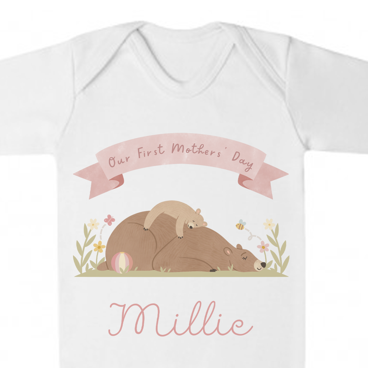 Our First Mothers' Day Personalised Bear Babygrow - My First Custom Romper - Gift for Mummy