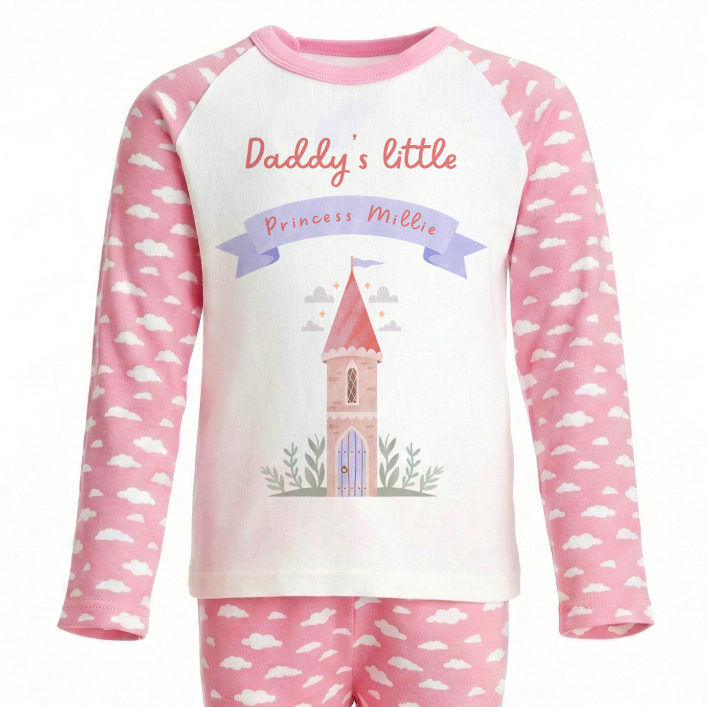 Personalised Daddy's Little Princess Pyjama Set For Kids - Customised Fathers Day Dad and Daughter Gift