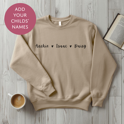 Personalised Kids Names Sweater For Mum - Custom Mothers Day Jumper