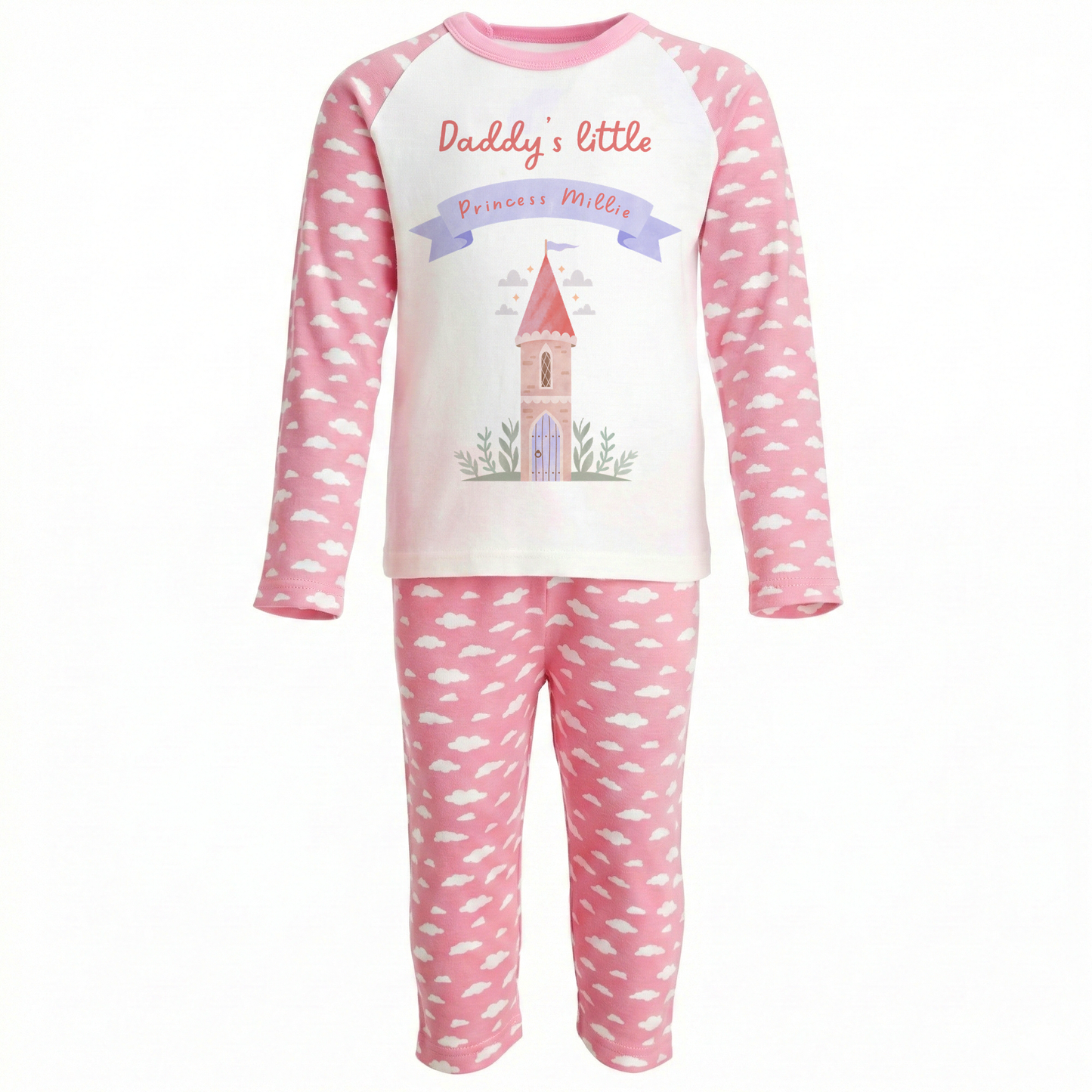Personalised Daddy's Little Princess Pyjama Set For Kids - Customised Fathers Day Dad and Daughter Gift