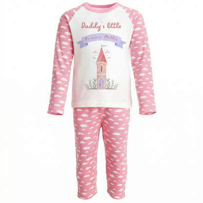 Personalised Daddy's Little Princess Pyjama Set For Kids - Customised Fathers Day Dad and Daughter Gift
