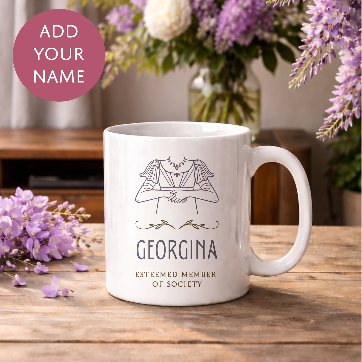 Personalised Bridgerton Inspired Mug - Esteemed Member of Society Trend Tea Coffee Cup for Adults