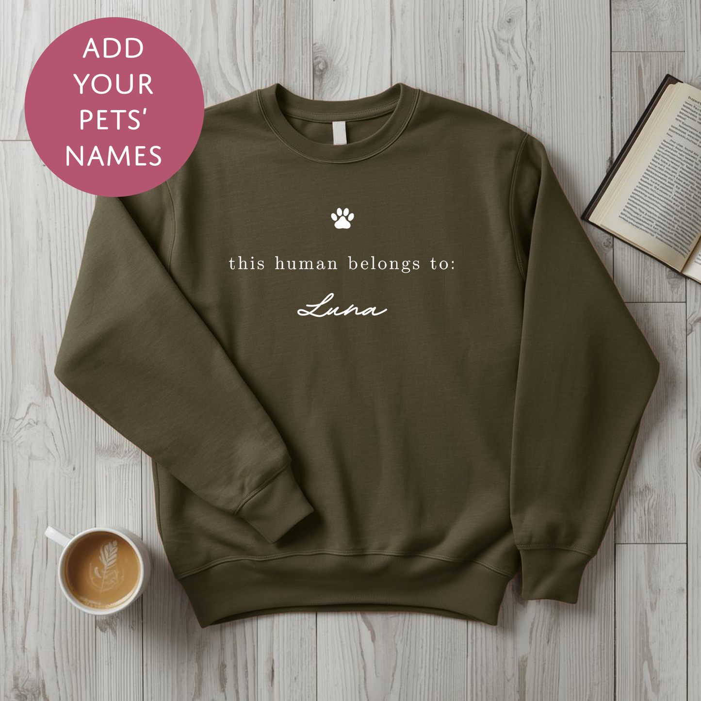 Personalised Pet Mum Sweater - This Human Belongs To Customised Dog Cat Name Jumper