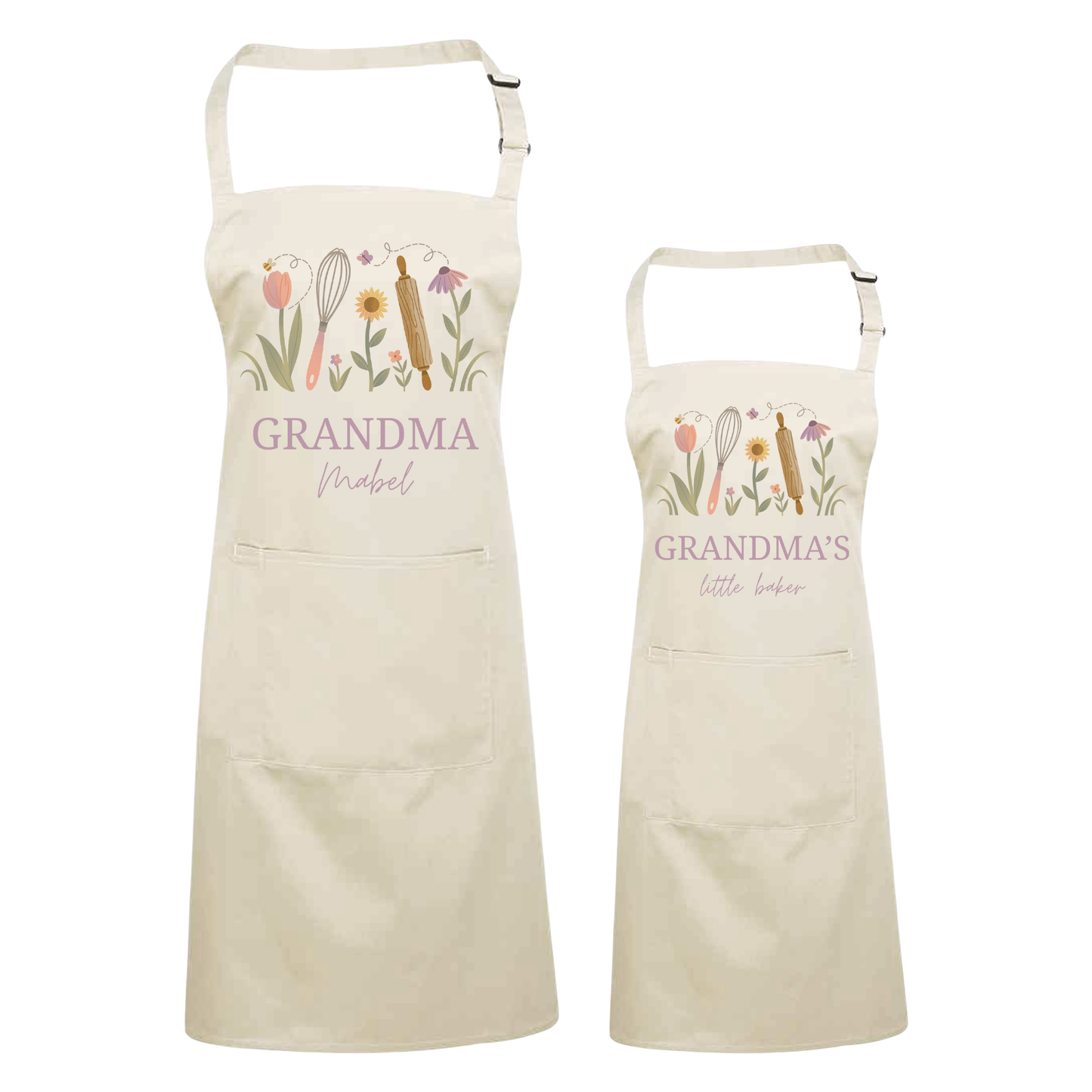 Personalised Floral Apron For Her - Mothers Day Gift For Mum, Grandma
