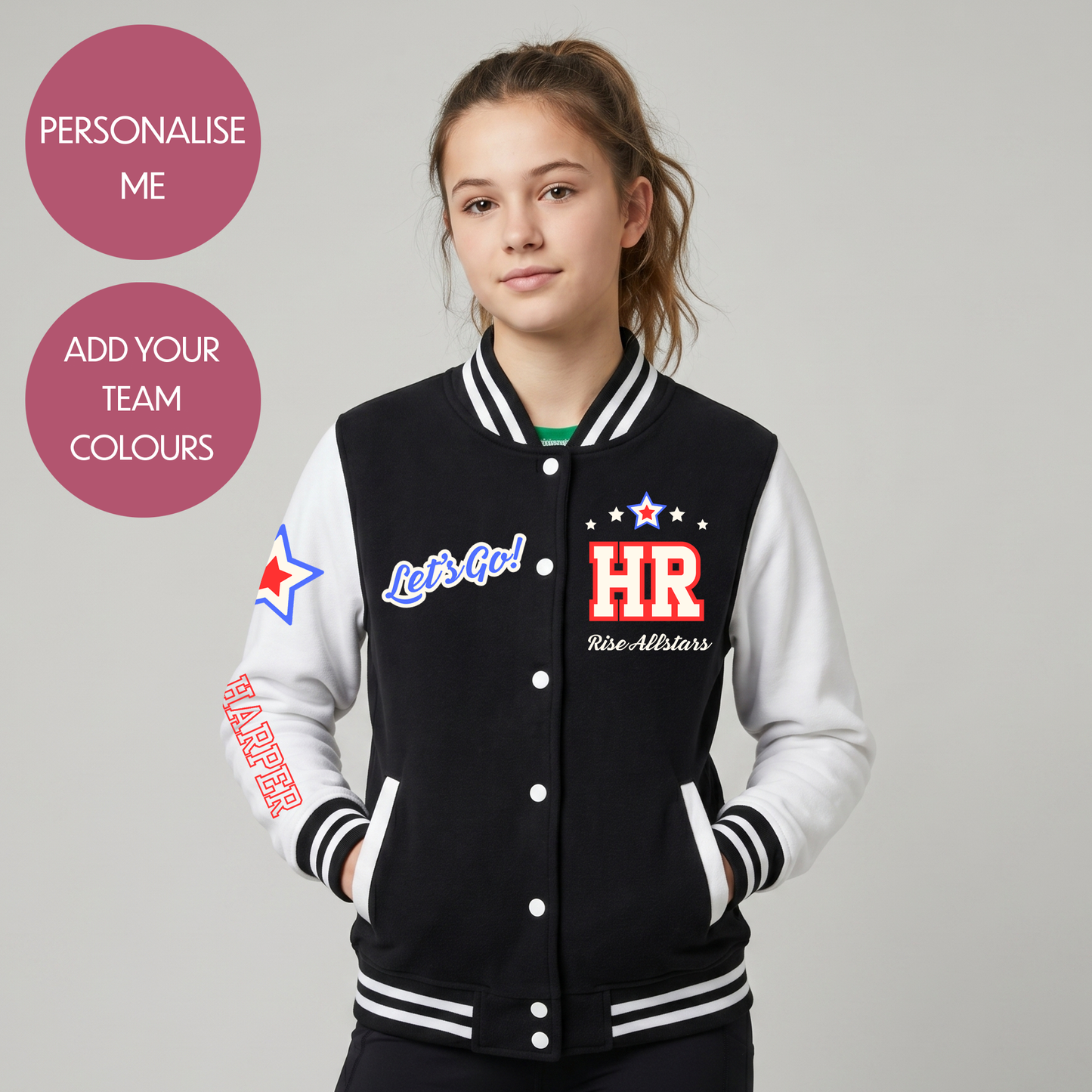 Personalised Cheerleading Varsity Jacket - Customised Unisex Kids Cheer Competition Jumper