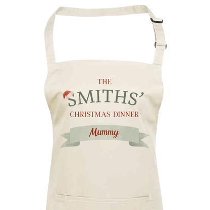 Personalised Festive Family Apron - Christmas Dinner Unisex Adults and Kids Fun Apron Gift