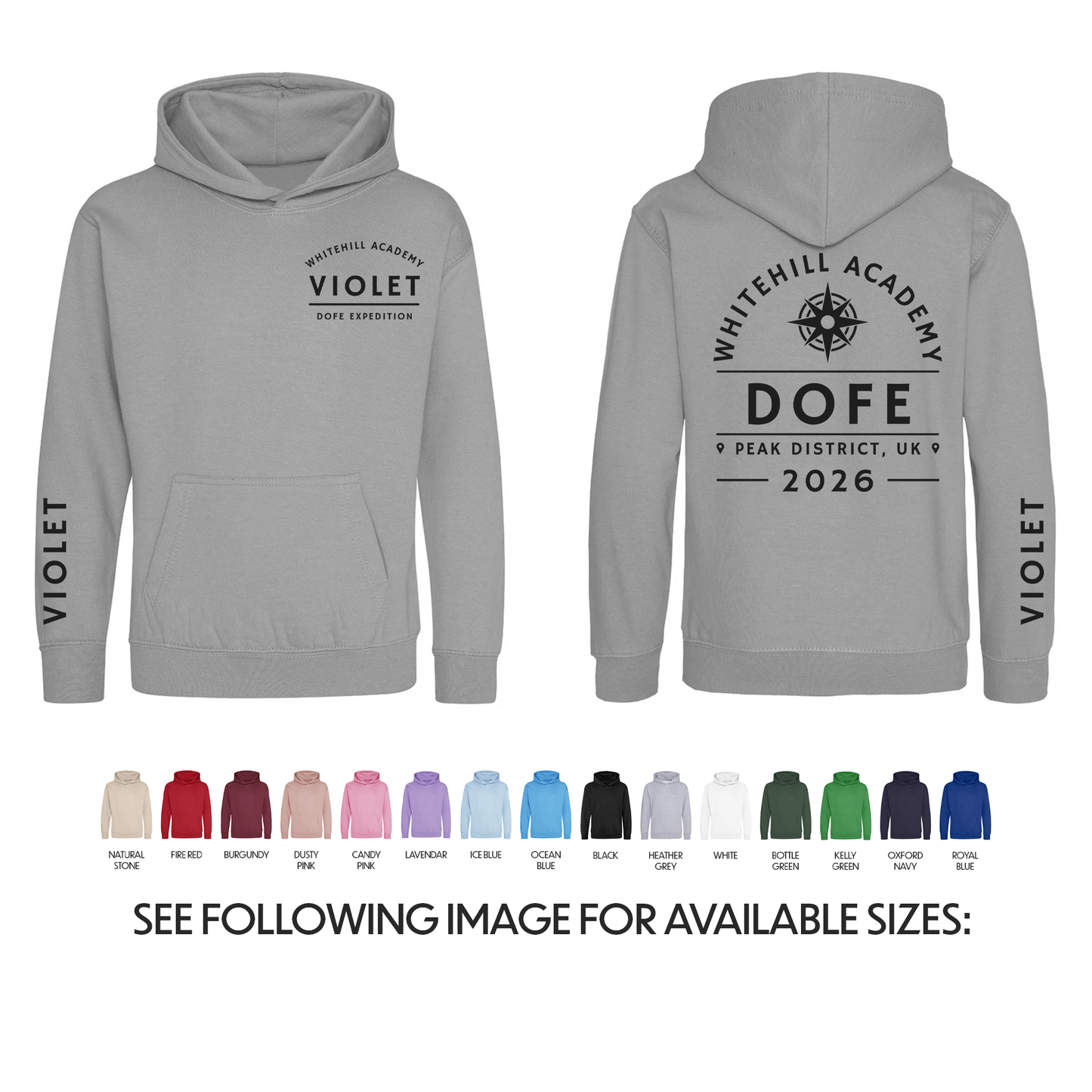 Personalised School Trip Hoodie - Customised Unisex College Residential Pullover - DofE