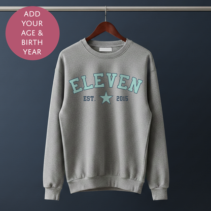 Personalised Birthday Boy Star Sweater - Birth Year College Style Custom Age Jumper