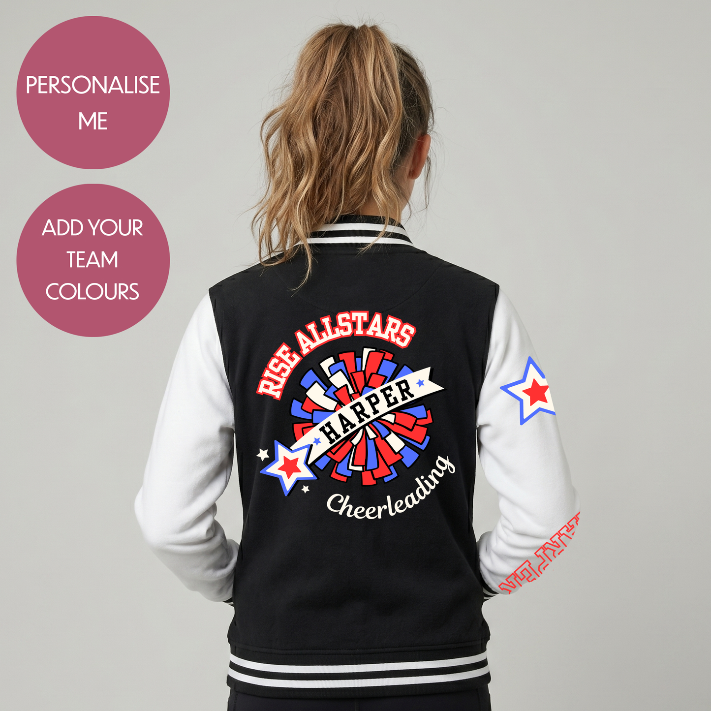 Personalised Cheerleading Varsity Jacket - Customised Unisex Kids Cheer Competition Jumper