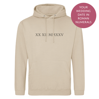 Personalised Couples Hoodie - Wedding Date Roman Numerals Jumper - Matching His and Hers