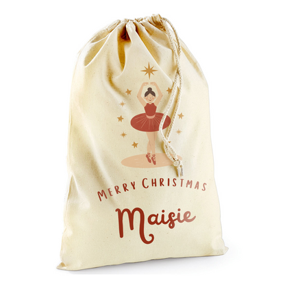 Personalised Christmas Countdown Gift Sack - Ballerina Magic