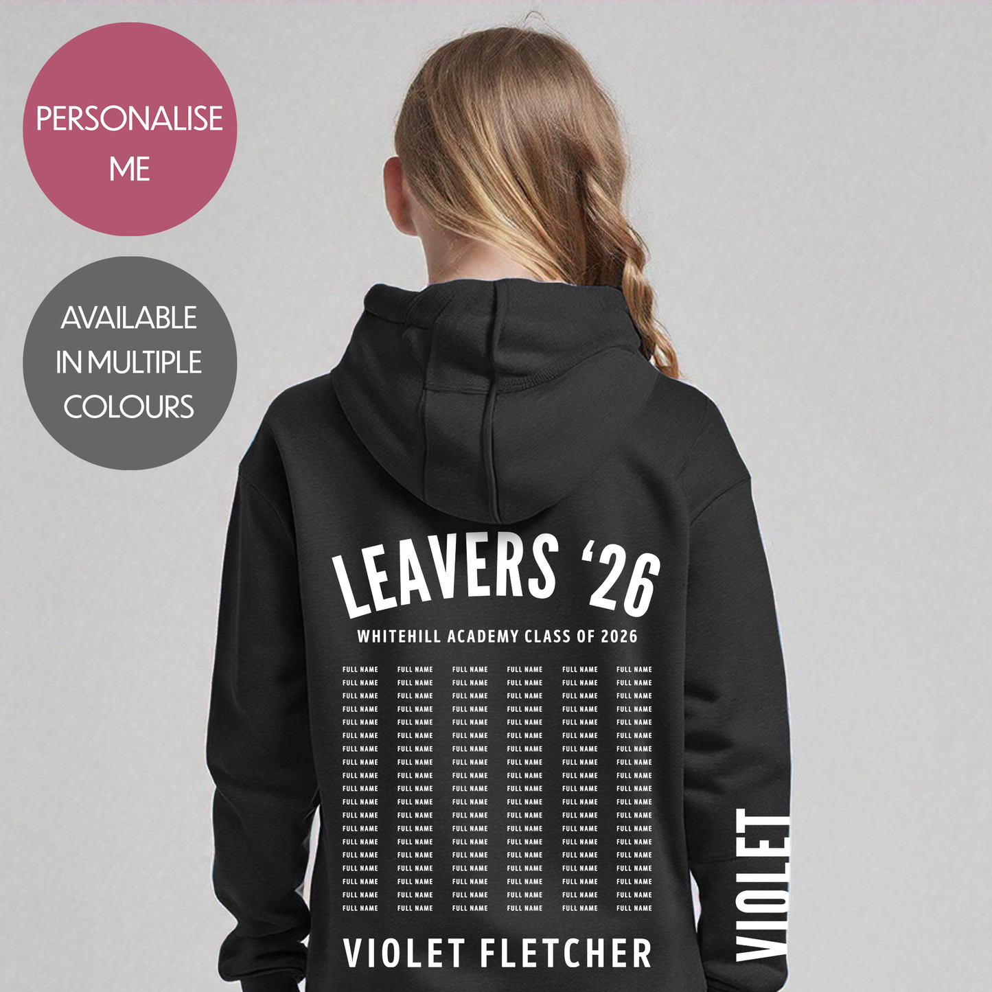 Personalised School Leavers Hoodie - Customised Unisex College Graduation Pullover - Add Your Class Names - Modern
