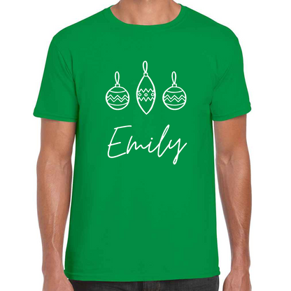Baubles with Name - Personalised - Christmas T-shirt