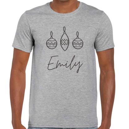 Baubles with Name - Personalised - Christmas T-shirt