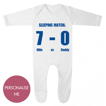 Sleeping Match - Personalised Baby Grow - Funny Design