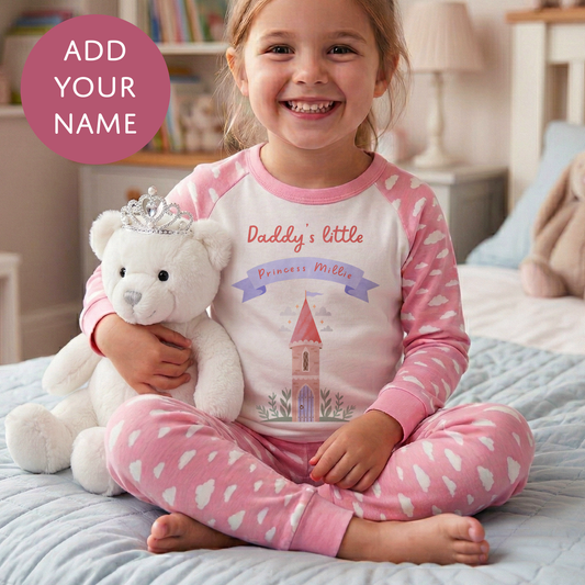 Personalised Daddy's Little Princess Pyjama Set For Kids - Customised Fathers Day Dad and Daughter Gift
