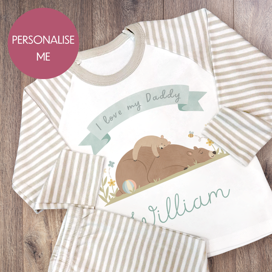 I Love My Daddy - Personalised Kids Pyjamas - Stripe Set