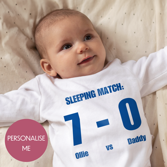 Sleeping Match - Personalised Baby Grow - Funny Design - Fathers Day