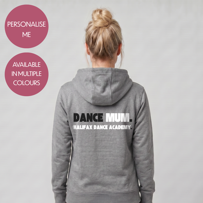 Personalised Dance Mum Dad Hoodie - Customised Unisex Adults Dancing Support Pullover - Varsity Style Competition Jumper