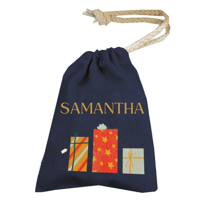 Personalised Christmas Money Pouch - Custom Festive Coin Bag - Holiday Gift Sack - Add Your Name