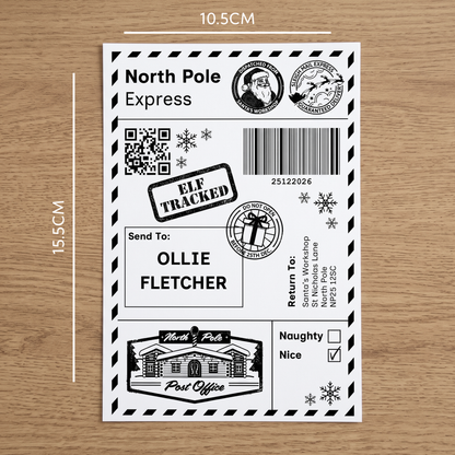 Personalised North Pole Christmas Postage Label Sticker - Add Your Name Gift Tag - Custom Giftwrap Idea