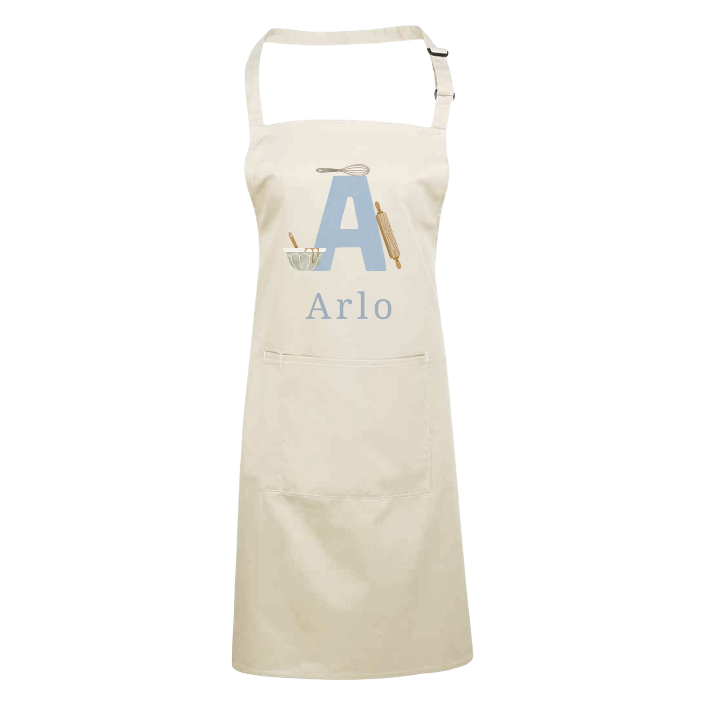 Personalised Blue Initials Apron - Adults and Kids Baking and Cooking Apron Gift