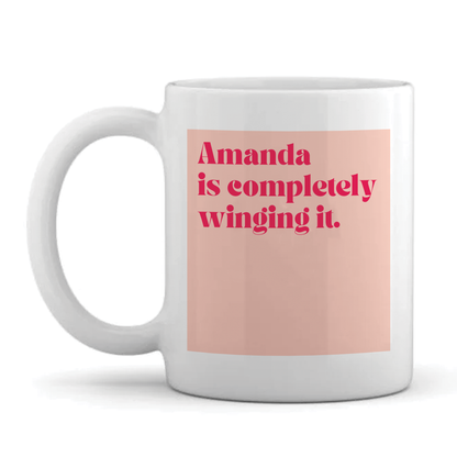 Personalised Work Mug - Funny Quotes - Pink Winging It Design