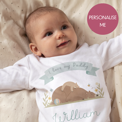 I Love My Daddy Personalised Babygrow - My First Custom Romper - Gift for Dad
