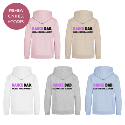 Personalised Dance Mum Dad Hoodie - Customised Unisex Adults Dancing Support Pullover - Varsity Style Competition Jumper